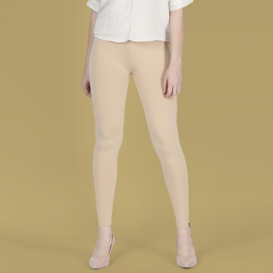 Women Viscose Blend Solid Sugar Cookie Ankle Length Legging